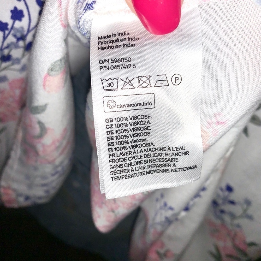 H&M White button down floral print long sleeve shirt Women’s Size 14 - Picture 10 of 11